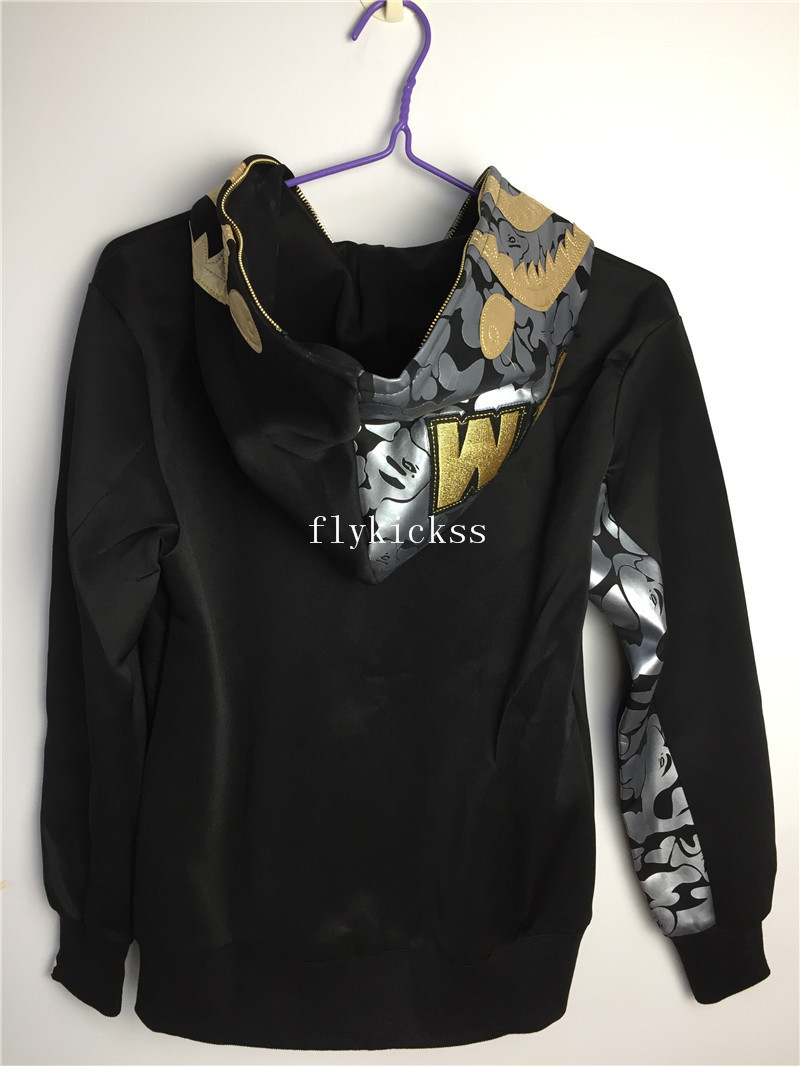 A Bathing Ape Premium BAPE Black Gold Shark Hoodie
